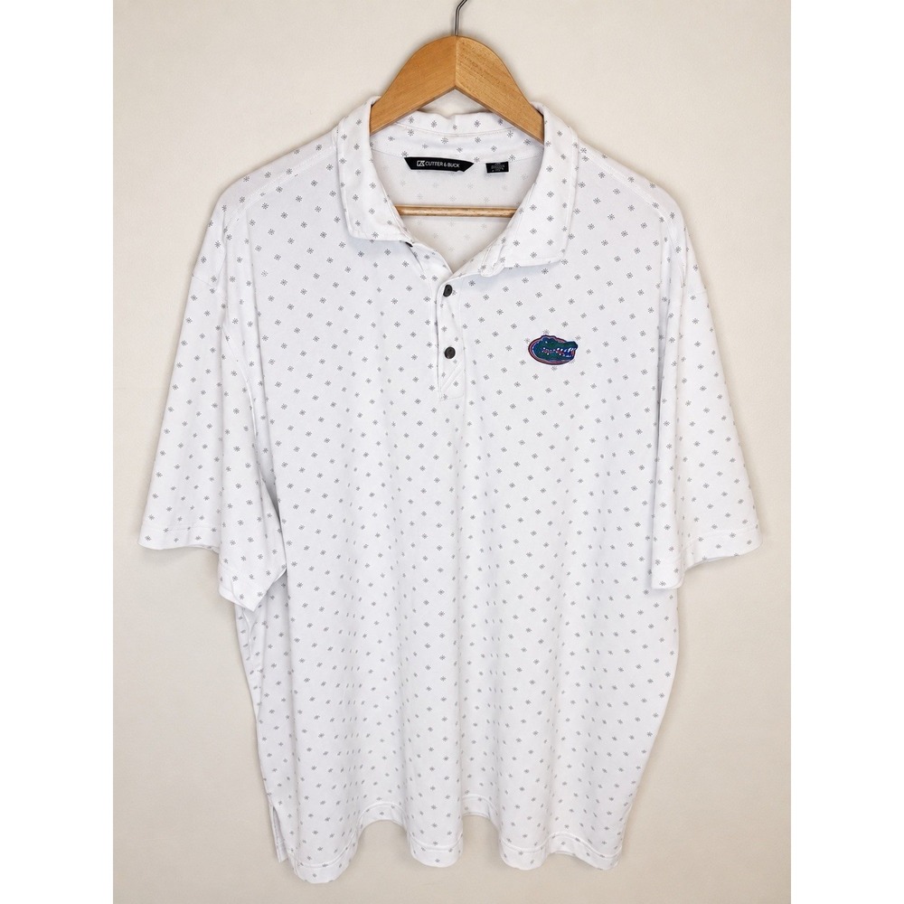 Cutter & Buck Florida Gators Polo Mens 3XL XXXL White Golf Stretch NCAA